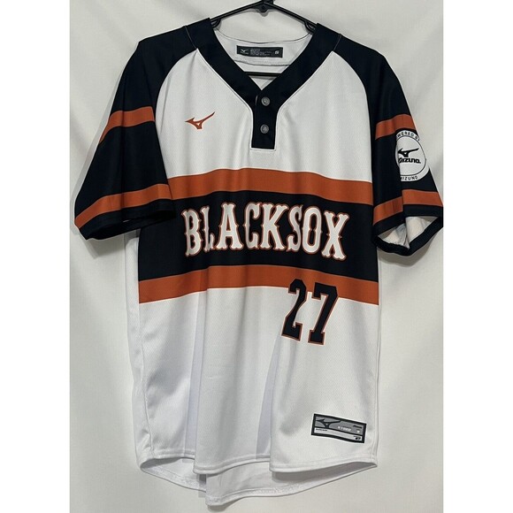 Mizuno Blacksox Baseball #27 Jersey White/Black/Orange Size Small - Picture 1 of 9